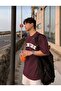 Unisex Newyork Printed Claret Red Oversized T-Shirt - 2