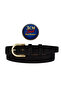 Genuine Leather , 3 cm Gold Color Buckled , Black Suede , Sewn Classic Women's Shoes Belt I, 3Cmkla22