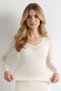 Women's Long Sleeve V-Neck Sheer Cashmere Blouse - 3