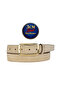 Genuine Leather , 3 cm Gold Color Buckled , Cream Suede , Stitched Classic Women's Belt I, 3Cmkla50