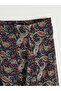 Nevavm Farkılı Zippered Waist Patterned Pleated Skirt - 5
