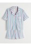 Peak New Season Shirt Collar Striped Women's Shorts Pajama Set