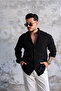 Pocket Embroidery Detailed Fine Textured Shirt Black - 2