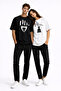 Lover Couple Mr Mrs T-Shirt Marriage Engagement Promise Honeymoon Partner Combination Set Black - White