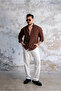 Pocket Embroidery Detailed Fine Textured Shirt Brown - 6