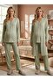 New Season Green Piping Design Long Sleeve Full Button 100% Cotton Maternity Pajama Set - 6