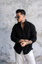 Pocket Embroidery Detailed Fine Textured Shirt Black - 4