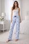 Women's Striped Ribbon Heart Des Patterned Mu Cotton Iyonk Detailed Pajama Bottoms