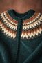 Hand Knitted Nordic Patterned Green Women's Cardigan – Nordic Style Soft Knitwear Winter Cardigan - 2