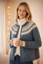 Hand Knitted Nordic Patterned Green Women's Cardigan – Nordic Style Soft Knitwear Winter Cardigan - 6