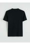 Xside Black Crew Neck Corded Fabric Men's T-Shirt - 7