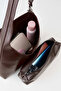 Women's Bitter Brown Crane Organizer with Faux Leather Snap Closure Hooks, Hanger and Shoulder Bag Handles - 5