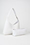 Women's White Turna Organizer with Faux Leather Snap Closure Hooks, Hanger and Shoulder Bag Handles