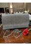 Women's Black Glittery New Metal Strappy Evening Dresses Bag - Chain Strap Stylish Events, Weddings, and Night Dresses Bag