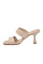 Beige Double Strapped Women's Heels Slipper - 4