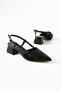 Black Glittery Women's Short Block Heeled Shoes - 3