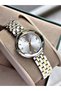 Gold Color Cutting Glass Stylish Design Fashion Women Wrist Watch + Bracelet - 3