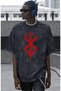 Design Berserk Guts Anime Logo Printed Unisex Oversized Vintage Washed T-Shirt