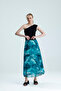 Patterned Lined Pleated Elastic-Waist Chiffon Skirt Pleated - 5