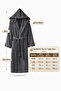 Hooded Plum Bathrobe, Cotton Pieces, Pocketed Belt Pieces, Large Size Option Available - 6