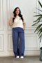 Elastic Waist Wide-Leg Cotton Trousers - 4