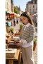 Girl's Detailed Shirt and Pants Set - Striped Piece Set - Self-Shirted C Cropped and Pants Two-Piece Set for Holidays - 2
