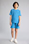 Regular Fit Waffle Blue Boys' Top and Bottom Set D9993A8/Be278
