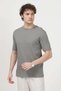 Men's Crew Neck Textured 100% Cotton T-Shirt Light Khaki - 26Y 2915