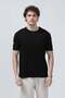 Men's Crew Neck Textured 100% Cotton T-Shirt Black - 26Y 2915 - 4