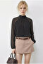 Women's Bitter Coffee Polka Dot Stand Collar Cape Cut Princess Sleeve Lined Chiffon Blouse 0972 60283966