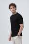 Men's Crew Neck Textured 100% Cotton T-Shirt Black - 26Y 2915 - 3