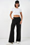 Women's Elastic Waist Wide-Leg Pants 30087 - Black - 5