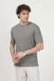 Men's Crew Neck Textured 100% Cotton T-Shirt Light Khaki - 26Y 2915 - 4