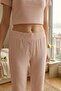 Comfort Wave Crew Neck Short Sleeve Corded Fabric Fabric Women's Pajama Set - 3