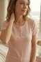 Comfort Wave Crew Neck Short Sleeve Corded Fabric Fabric Women's Pajama Set - 4