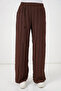 Women's Textured Stretchy Knitted Trousers 30077 - Brown - 2