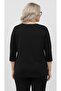 Women's Plus Size Three Quarter Sleeve V-Neck Lace Detailed Cotton Basic Blouse 2034-26 - 5