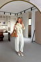 Stitched Detail Cream Slouchy Pants