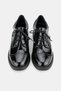 Women's Black Patent Leather Genuine Natural Leather Leather -41 Size Thick Heel Lace-Up Oxford Shoes - 4