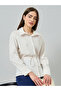 Cream Long Sleeve Shirt with Tie Waist - 2