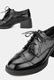 Women's Black Patent Leather Genuine Natural Leather Leather -41 Size Thick Heel Lace-Up Oxford Shoes - 3