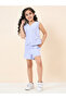 Girls Blue Striped Sleeveless Top and Shorts Set
