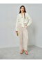 Cream Pinstriped Shirt with Metal Buckle - 2