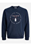 Navy Blue Printed Pullover Sweatshirt
