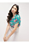 Green Floral Print Crop Top - 4