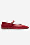 Genuine Leather Women Red Buckled Ballet Flats Marry - 3