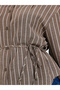 Brown Striped Long Sleeve Shirt with Tie Waist - 4