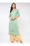 Green Self Design Festive Kurta and Side Dori Details - 2