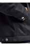 Black Solid Zip-Up Worker Jacket - 6