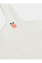 Girls White Cotton Embroidered Vest - 3